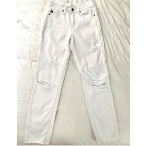 High rise white skinny jeans